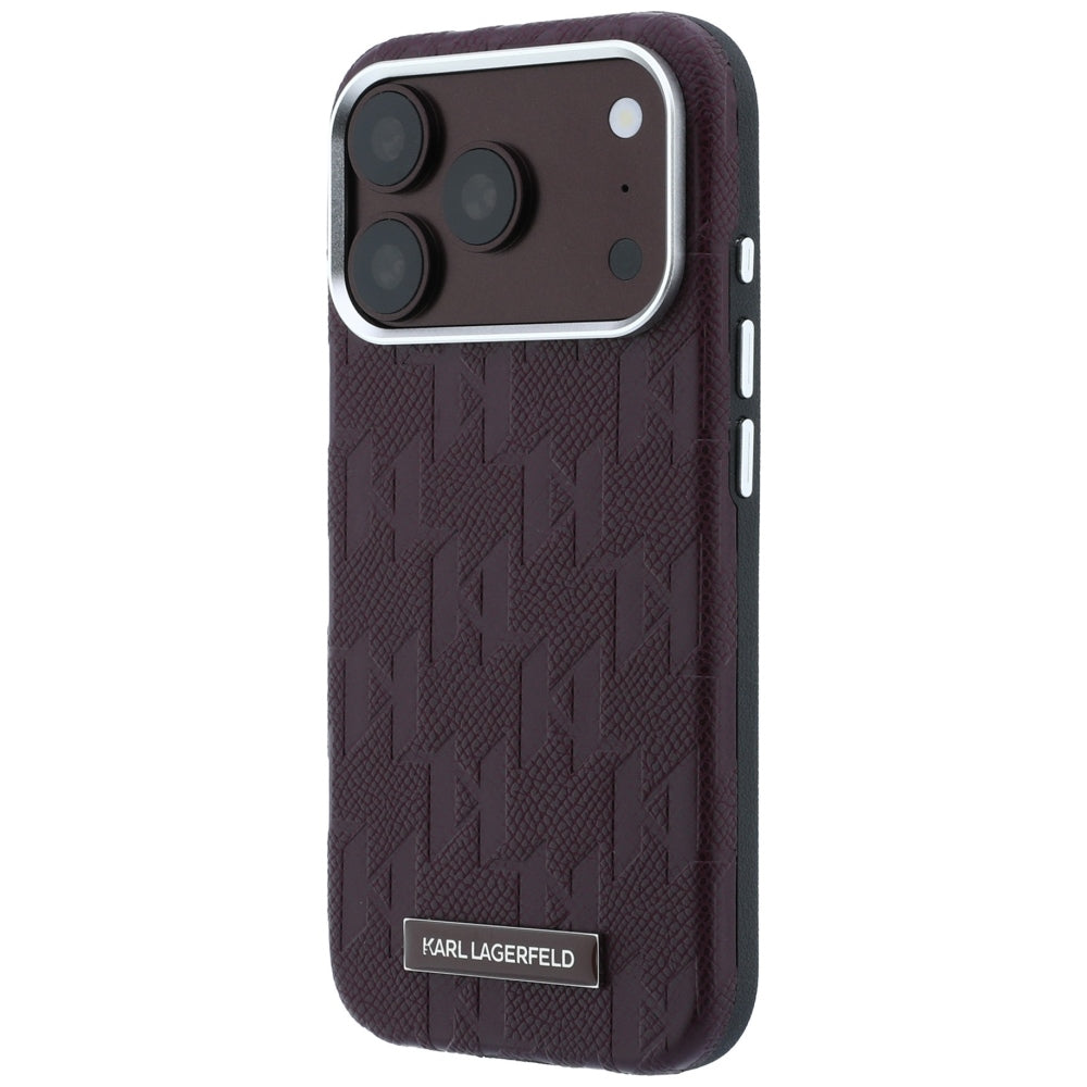 Etui MagSafe do Apple iPhone 18 Pro Max / 17 Pro Max, Karl Lagerfeld, Logo z żywicy Monogramowej o ziarnistej fakturze, Wiśniowy