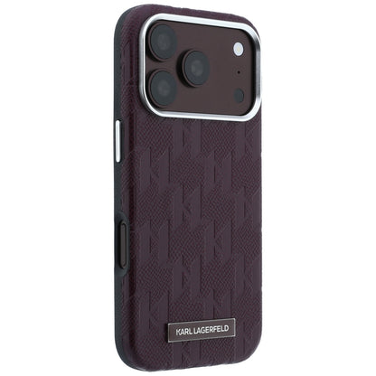 Etui MagSafe do Apple iPhone 18 Pro Max / 17 Pro Max, Karl Lagerfeld, Logo z żywicy Monogramowej o ziarnistej fakturze, Wiśniowy