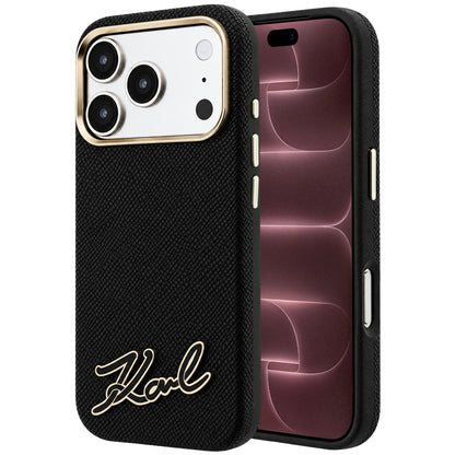 Etui MagSafe do Apple iPhone 18 Pro Max / 17 Pro Max, Karl Lagerfeld, Grained Resin Sign Logo, czarne