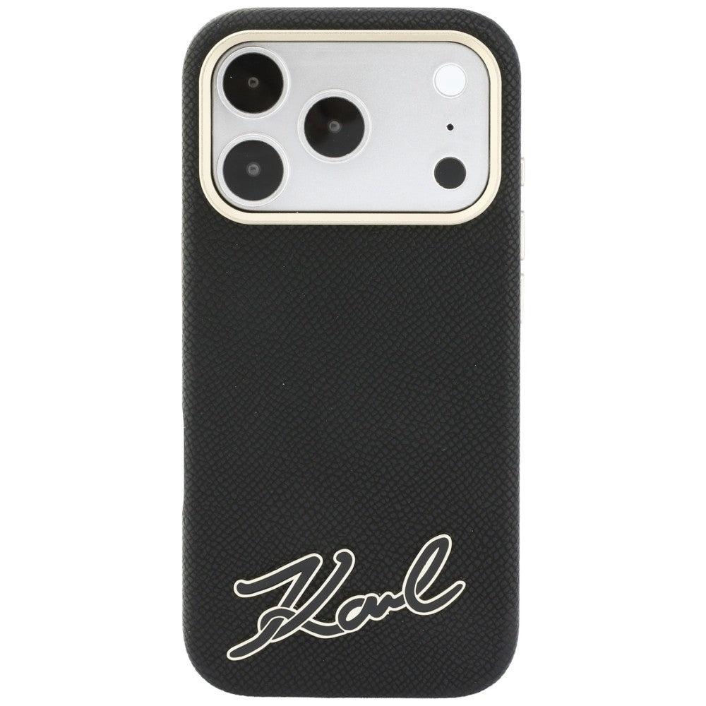Etui MagSafe do Apple iPhone 18 Pro Max / 17 Pro Max, Karl Lagerfeld, Grained Resin Sign Logo, czarne