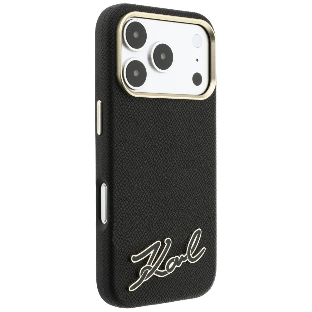 Etui MagSafe do Apple iPhone 18 Pro Max / 17 Pro Max, Karl Lagerfeld, Grained Resin Sign Logo, czarne