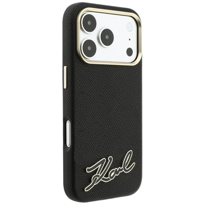 Etui MagSafe do Apple iPhone 18 Pro Max / 17 Pro Max, Karl Lagerfeld, Grained Resin Sign Logo, czarne