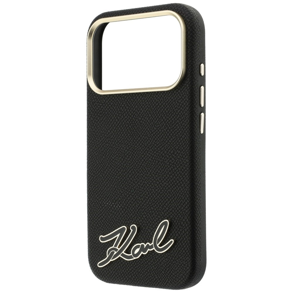 Etui MagSafe do Apple iPhone 18 Pro Max / 17 Pro Max, Karl Lagerfeld, Grained Resin Sign Logo, czarne