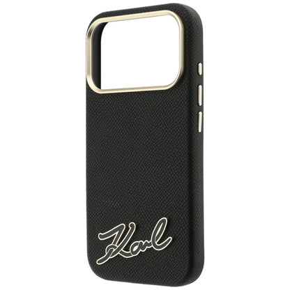Etui MagSafe do Apple iPhone 18 Pro Max / 17 Pro Max, Karl Lagerfeld, Grained Resin Sign Logo, czarne