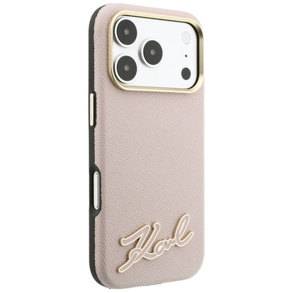 Etui MagSafe do Apple iPhone 18 Pro Max / 17 Pro Max, Karl Lagerfeld, Grained Resin Sign Logo, różowy