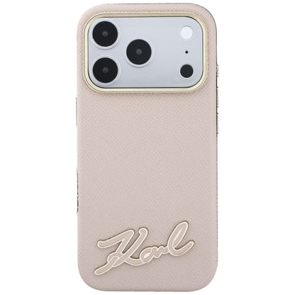 Etui MagSafe do Apple iPhone 18 Pro Max / 17 Pro Max, Karl Lagerfeld, Grained Resin Sign Logo, różowy