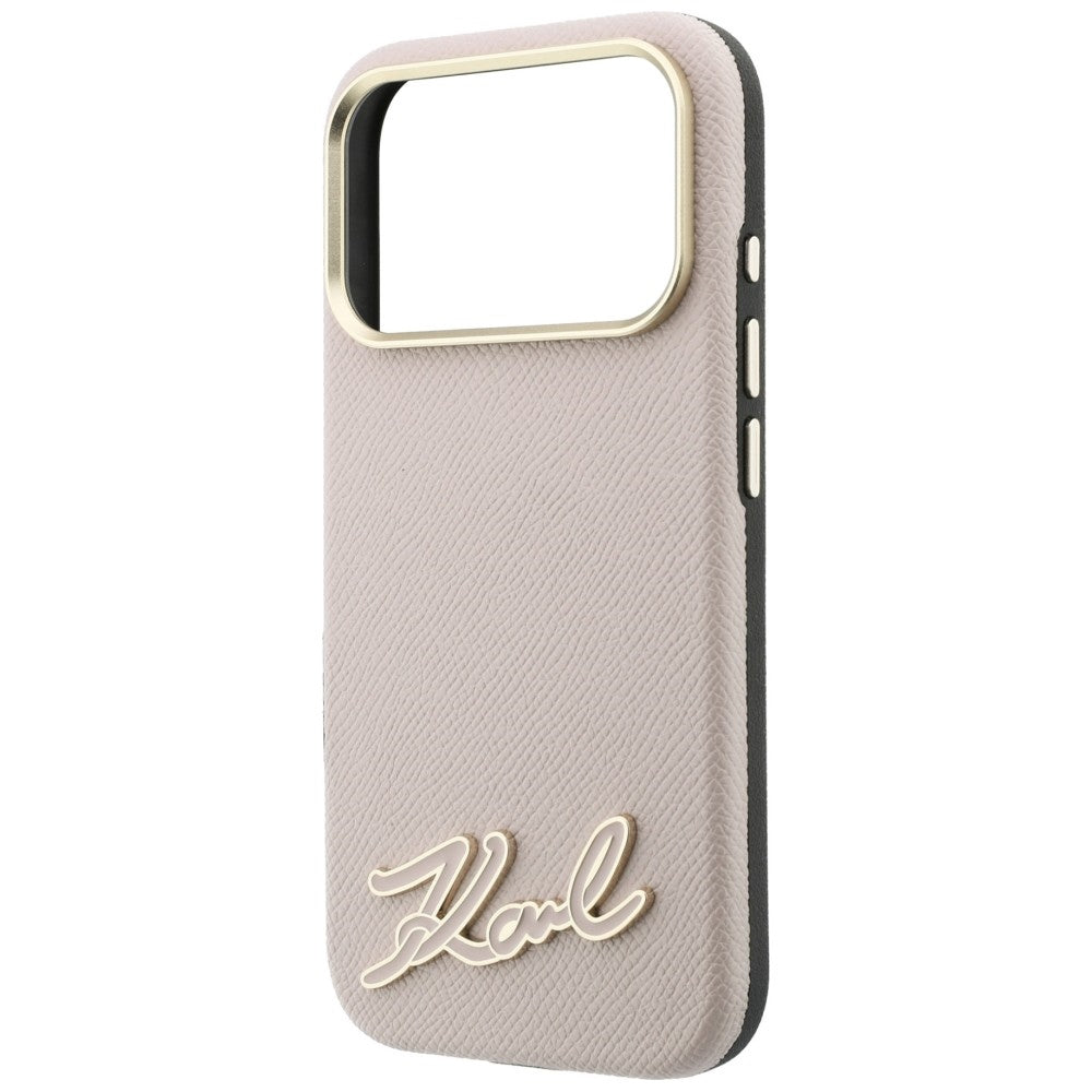Etui MagSafe do Apple iPhone 18 Pro Max / 17 Pro Max, Karl Lagerfeld, Grained Resin Sign Logo, różowy