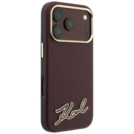 Etui MagSafe do Apple iPhone 18 Pro Max / 17 Pro Max, Karl Lagerfeld, Logo z żywicy ziarnistej, Wiśniowy