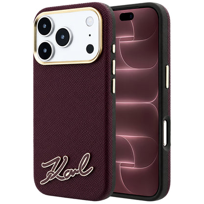 Etui MagSafe do Apple iPhone 18 Pro Max / 17 Pro Max, Karl Lagerfeld, Logo z żywicy ziarnistej, Wiśniowy
