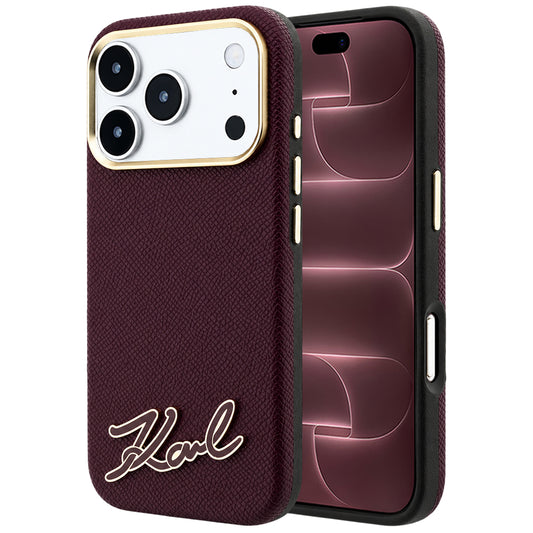 Etui MagSafe do Apple iPhone 18 Pro Max / 17 Pro Max, Karl Lagerfeld, Logo z żywicy ziarnistej, Wiśniowy