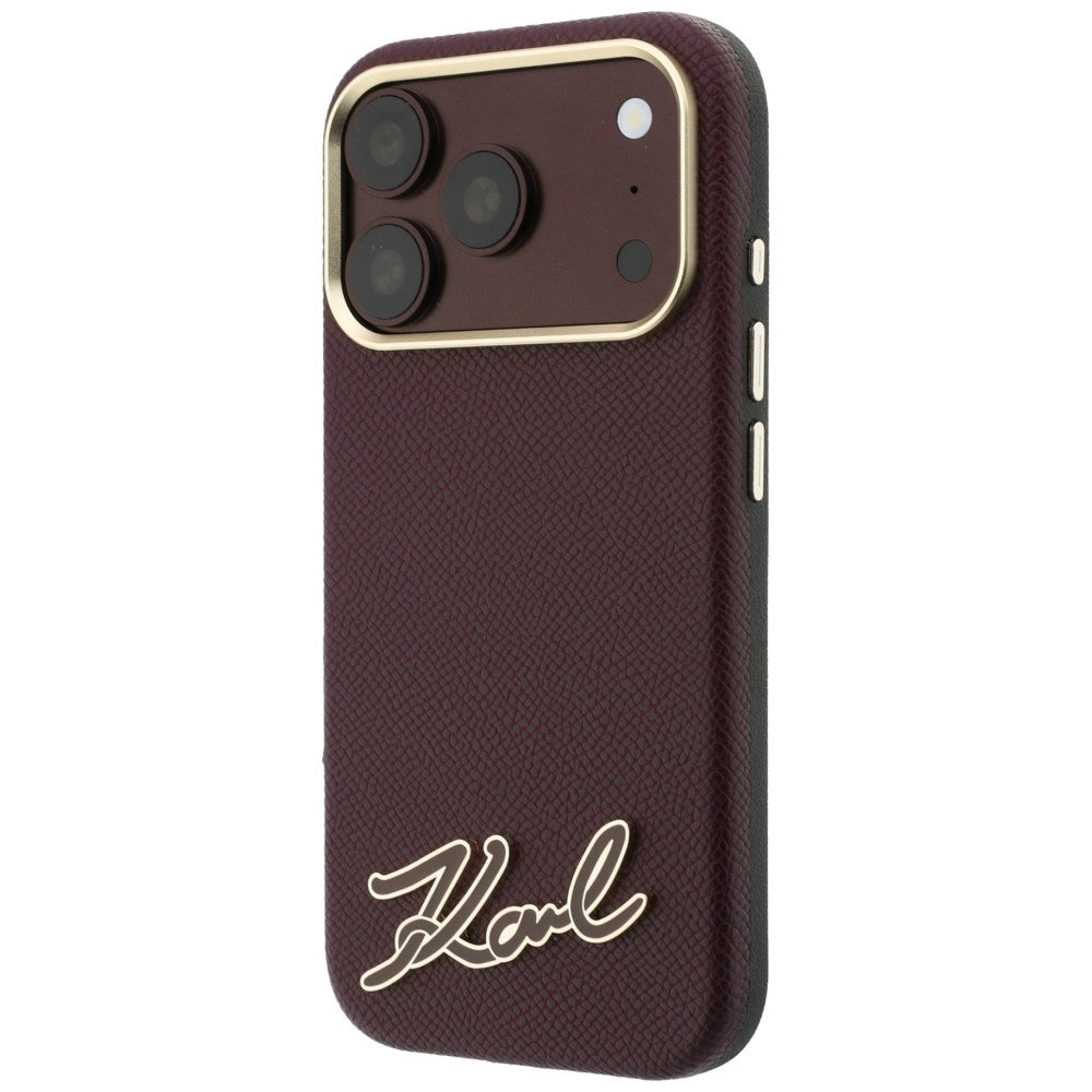 Etui MagSafe do Apple iPhone 18 Pro Max / 17 Pro Max, Karl Lagerfeld, Logo z żywicy ziarnistej, Wiśniowy
