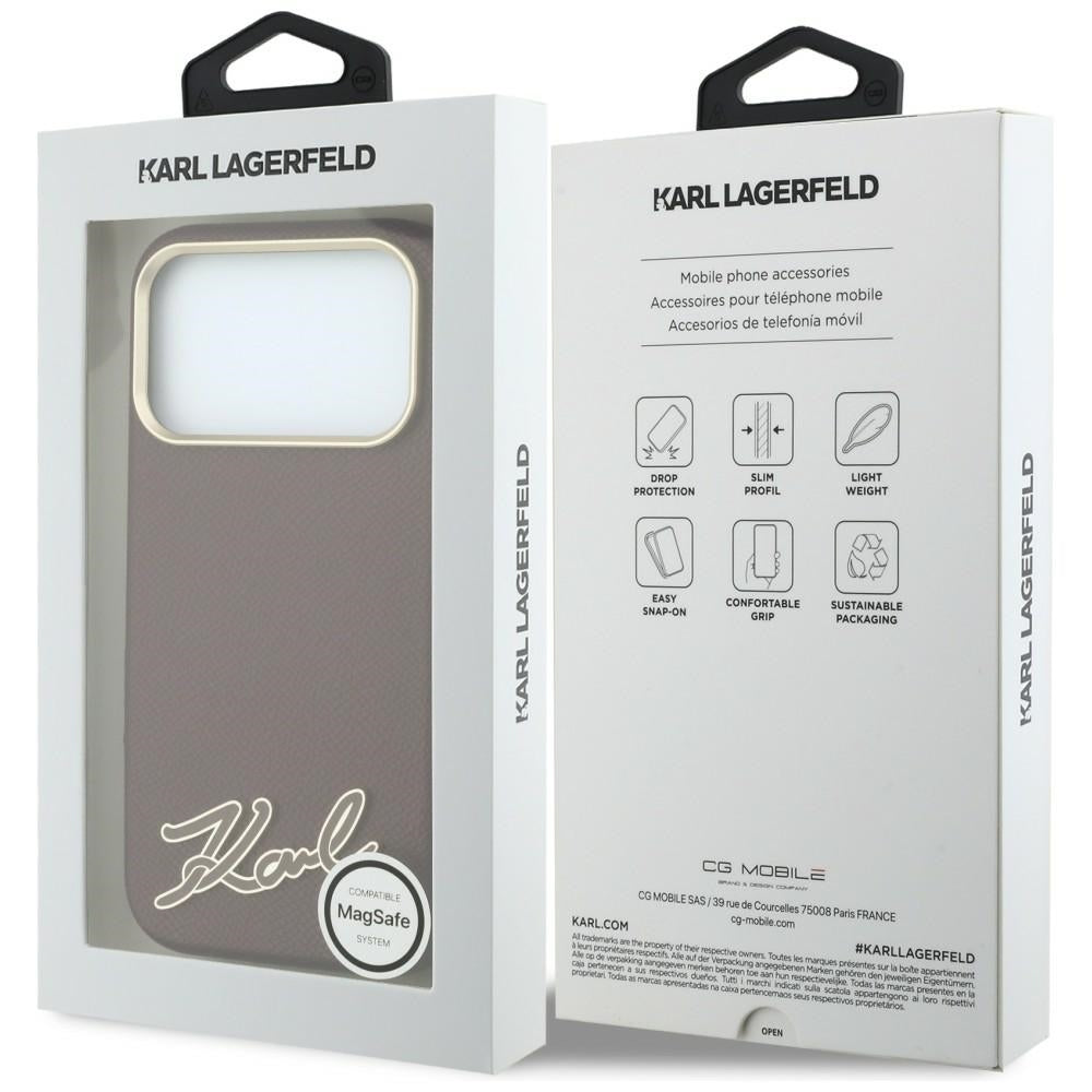 Etui MagSafe do Apple iPhone 18 Pro Max / 17 Pro Max, Karl Lagerfeld, Logo z żywicy ziarnistej, Wiśniowy