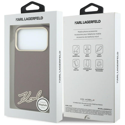 Etui MagSafe do Apple iPhone 18 Pro Max / 17 Pro Max, Karl Lagerfeld, Logo z żywicy ziarnistej, Wiśniowy