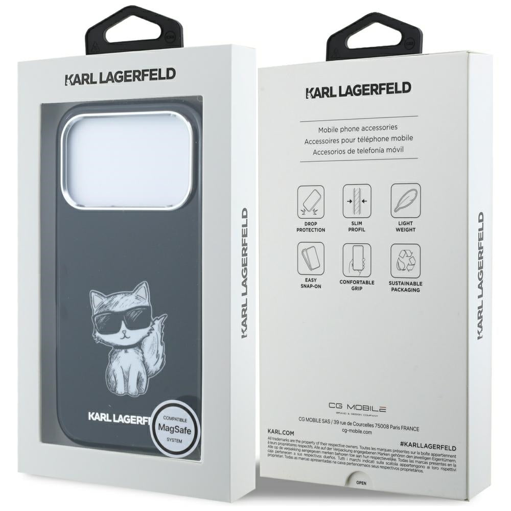 Etui MagSafe do Apple iPhone 18 Pro Max / 17 Pro Max, Karl Lagerfeld, IML Choupette Body Sketch Print, czarne