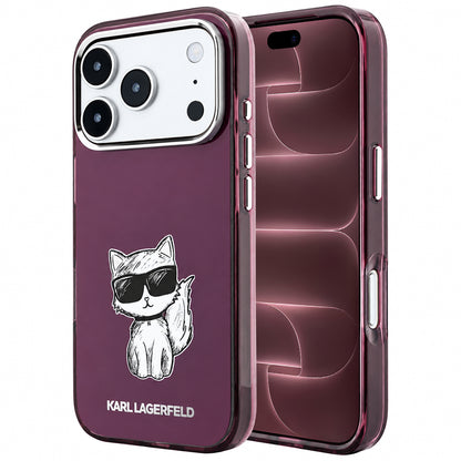 Etui MagSafe do Apple iPhone 18 Pro Max / 17 Pro Max, Karl Lagerfeld, IML Choupette Body Sketch Print, Wiśniowy