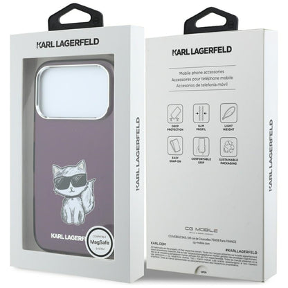 Etui MagSafe do Apple iPhone 18 Pro Max / 17 Pro Max, Karl Lagerfeld, IML Choupette Body Sketch Print, Wiśniowy