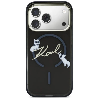 Etui MagSafe do Apple iPhone 18 Pro Max / 17 Pro Max, Karl Lagerfeld, IML Choupette Karl Script Logo, Czarna