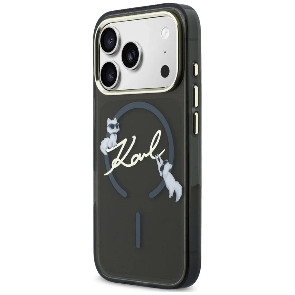 Etui MagSafe do Apple iPhone 18 Pro Max / 17 Pro Max, Karl Lagerfeld, IML Choupette Karl Script Logo, Czarna
