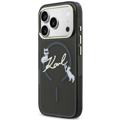 Etui MagSafe do Apple iPhone 18 Pro Max / 17 Pro Max, Karl Lagerfeld, IML Choupette Karl Script Logo, Czarna