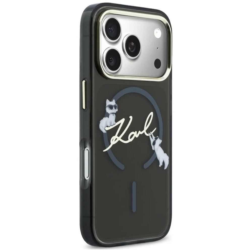 Etui MagSafe do Apple iPhone 18 Pro Max / 17 Pro Max, Karl Lagerfeld, IML Choupette Karl Script Logo, Czarna
