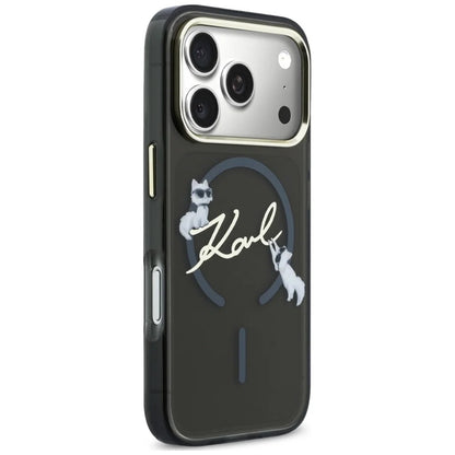 Etui MagSafe do Apple iPhone 18 Pro Max / 17 Pro Max, Karl Lagerfeld, IML Choupette Karl Script Logo, Czarna