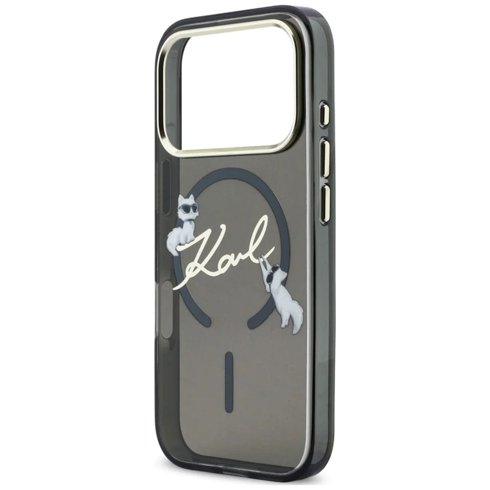 Etui MagSafe do Apple iPhone 18 Pro Max / 17 Pro Max, Karl Lagerfeld, IML Choupette Karl Script Logo, Czarna