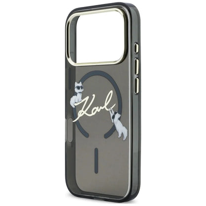 Etui MagSafe do Apple iPhone 18 Pro Max / 17 Pro Max, Karl Lagerfeld, IML Choupette Karl Script Logo, Czarna