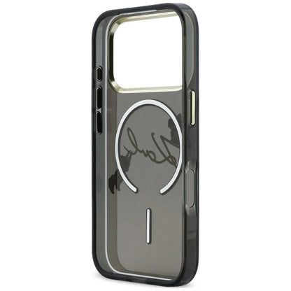 Etui MagSafe do Apple iPhone 18 Pro Max / 17 Pro Max, Karl Lagerfeld, IML Choupette Karl Script Logo, Czarna
