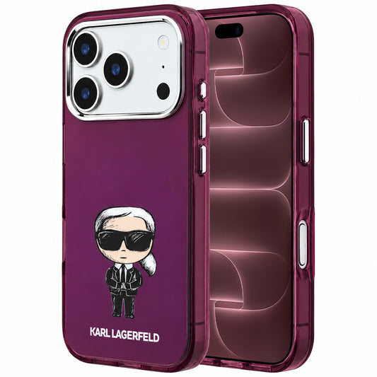 Etui MagSafe do Apple iPhone 18 Pro Max / 17 Pro Max, Karl Lagerfeld, IML Ikonik Sketch Print, Wiśniowy