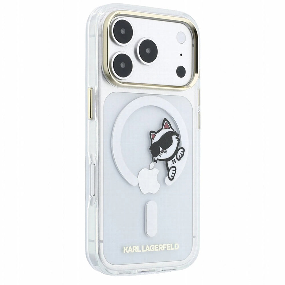 Etui MagSafe do Apple iPhone 18 Pro Max / 17 Pro Max, Karl Lagerfeld, IML Peekaboo Print i metalowa ramka, przezroczyste