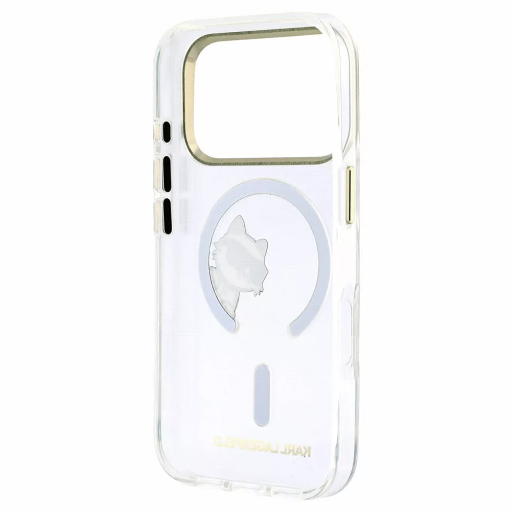 Etui MagSafe do Apple iPhone 18 Pro Max / 17 Pro Max, Karl Lagerfeld, IML Peekaboo Print i metalowa ramka, przezroczyste