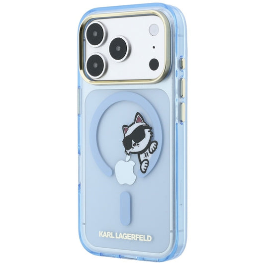 Etui MagSafe do Apple iPhone 18 Pro Max / 17 Pro Max, Karl Lagerfeld, IML Peekaboo Print and Metal Frame, niebieski