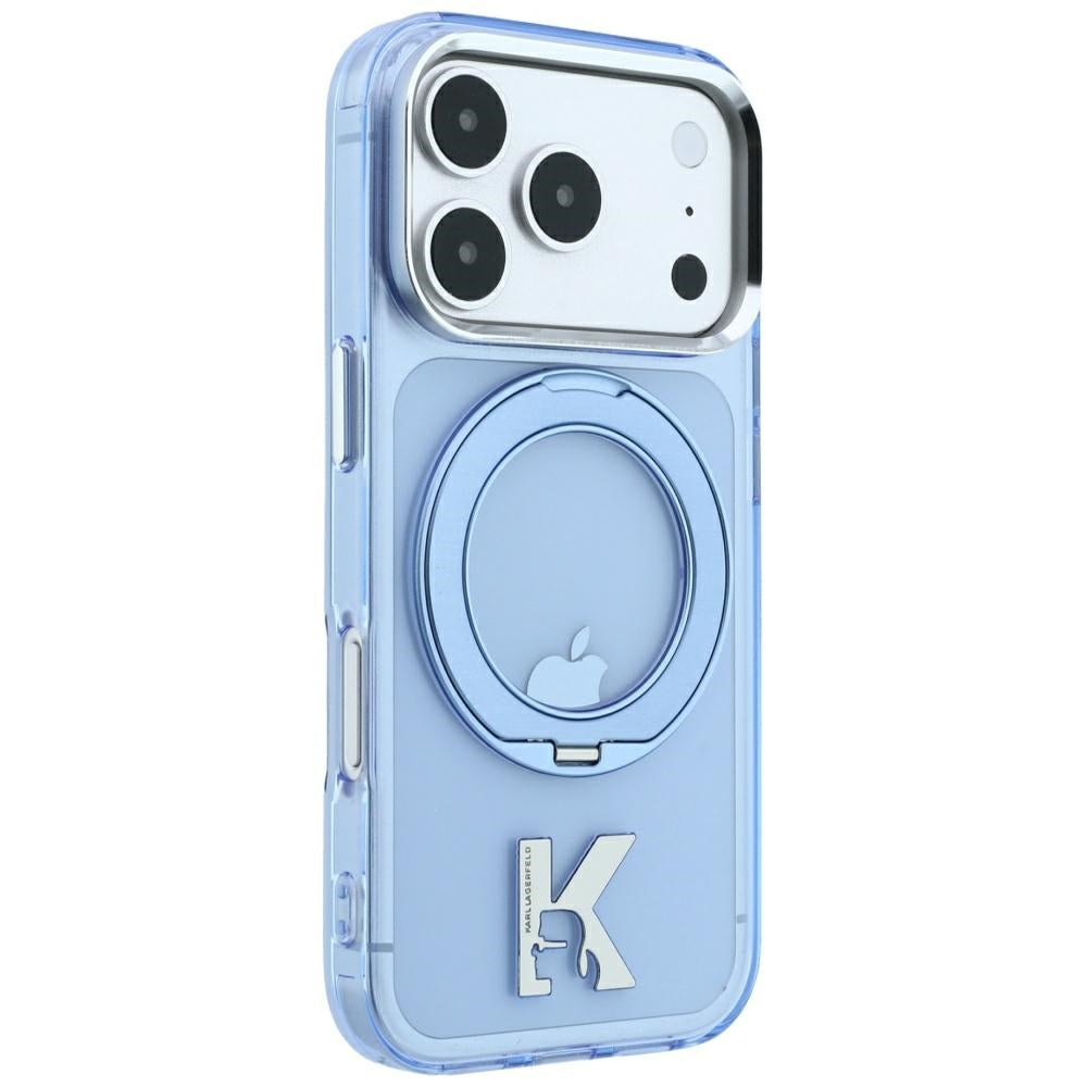MagSafe Case for Apple iPhone 18 Pro Max / 17 Pro Max, Karl Lagerfeld, IML Ring Stand Kameo Metal, Blue