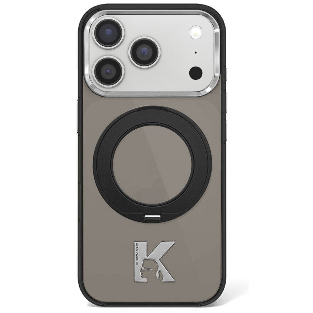 MagSafe Case for Apple iPhone 18 Pro Max / 17 Pro Max, Karl Lagerfeld, IML Ring Stand Kameo Metal, Black