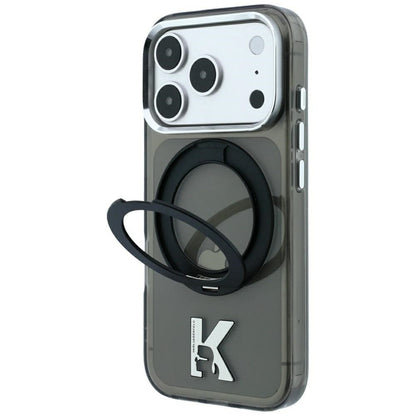 MagSafe Case for Apple iPhone 18 Pro Max / 17 Pro Max, Karl Lagerfeld, IML Ring Stand Kameo Metal, Black