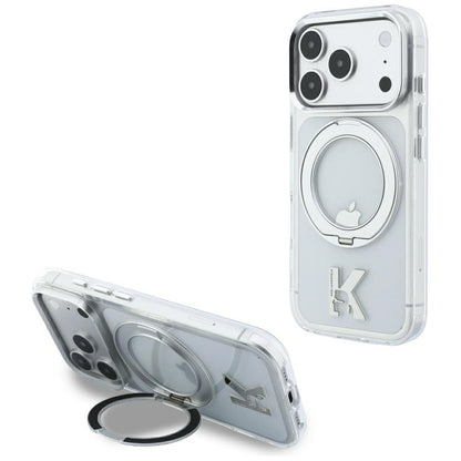 MagSafe Case for Apple iPhone 18 Pro Max / 17 Pro Max, Karl Lagerfeld, IML Ring Stand Kameo Metal, Transparent