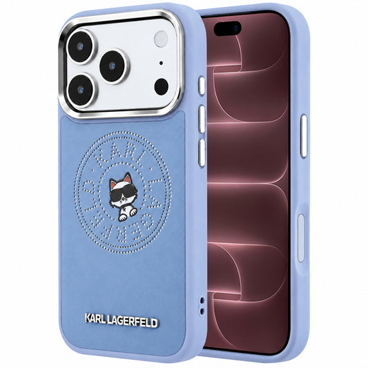 Etui MagSafe do Apple iPhone 18 Pro Max / 17 Pro Max, Karl Lagerfeld, Point and Choupette Sketch, niebieski