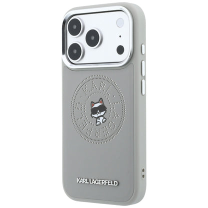 Etui MagSafe do Apple iPhone 18 Pro Max / 17 Pro Max, Karl Lagerfeld, Point and Choupette Sketch, Szary