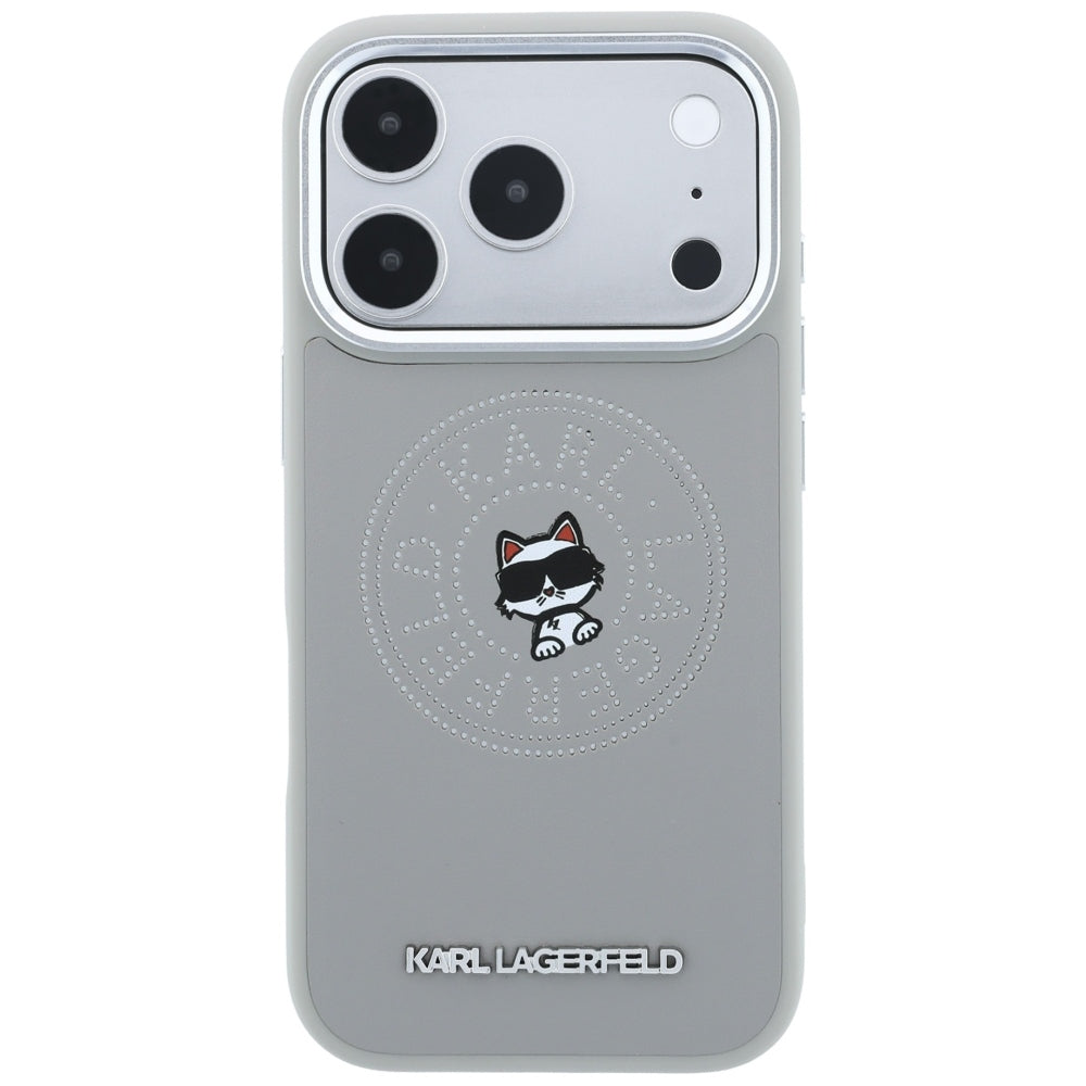 Etui MagSafe do Apple iPhone 18 Pro Max / 17 Pro Max, Karl Lagerfeld, Point and Choupette Sketch, Szary
