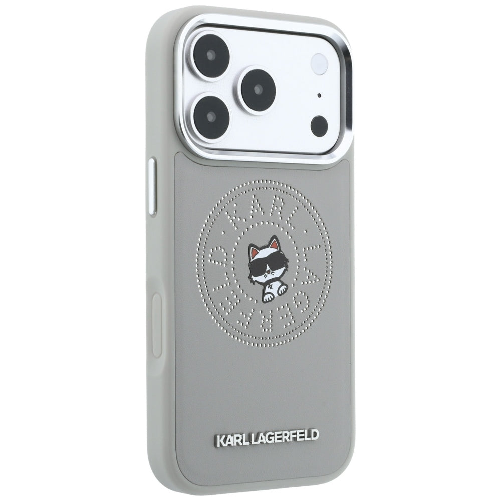 Etui MagSafe do Apple iPhone 18 Pro Max / 17 Pro Max, Karl Lagerfeld, Point and Choupette Sketch, Szary