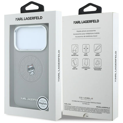 Etui MagSafe do Apple iPhone 18 Pro Max / 17 Pro Max, Karl Lagerfeld, Point and Choupette Sketch, Szary