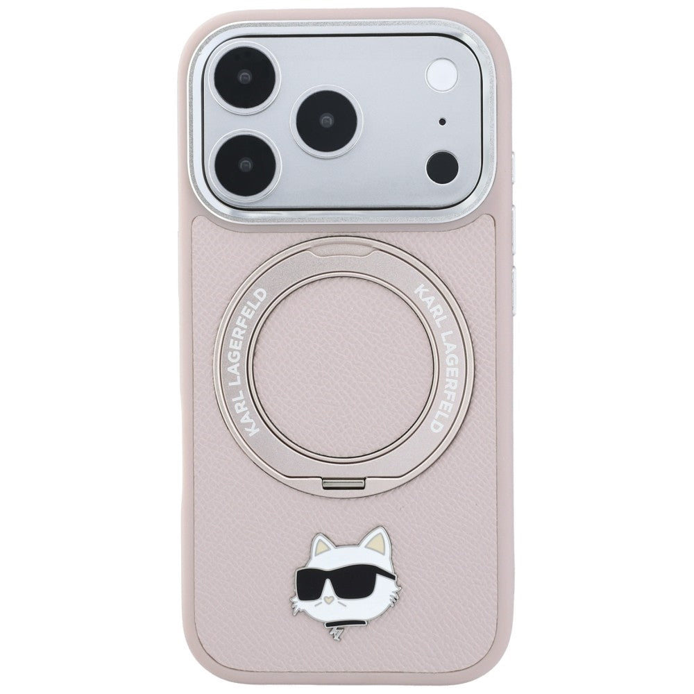 Etui MagSafe do Apple iPhone 18 Pro Max / 17 Pro Max, Karl Lagerfeld, Ring Stand 360 Choupette Pin, różowe