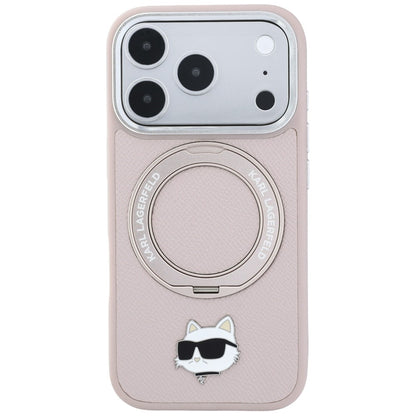Etui MagSafe do Apple iPhone 18 Pro Max / 17 Pro Max, Karl Lagerfeld, Ring Stand 360 Choupette Pin, różowe