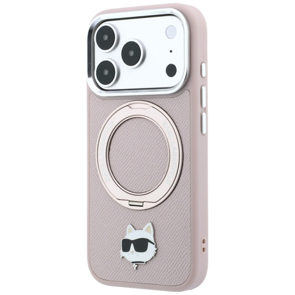 Etui MagSafe do Apple iPhone 18 Pro Max / 17 Pro Max, Karl Lagerfeld, Ring Stand 360 Choupette Pin, różowe