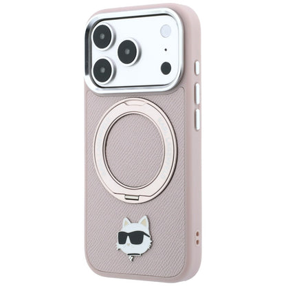 Etui MagSafe do Apple iPhone 18 Pro Max / 17 Pro Max, Karl Lagerfeld, Ring Stand 360 Choupette Pin, różowe