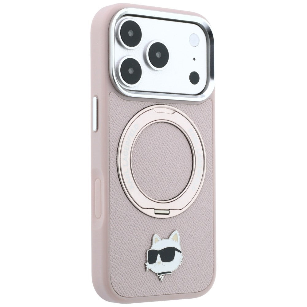 Etui MagSafe do Apple iPhone 18 Pro Max / 17 Pro Max, Karl Lagerfeld, Ring Stand 360 Choupette Pin, różowe