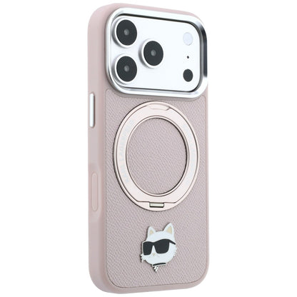 Etui MagSafe do Apple iPhone 18 Pro Max / 17 Pro Max, Karl Lagerfeld, Ring Stand 360 Choupette Pin, różowe