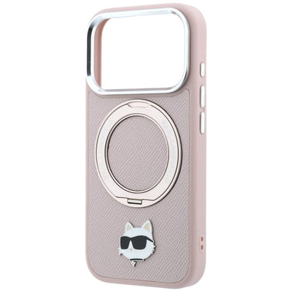 Etui MagSafe do Apple iPhone 18 Pro Max / 17 Pro Max, Karl Lagerfeld, Ring Stand 360 Choupette Pin, różowe