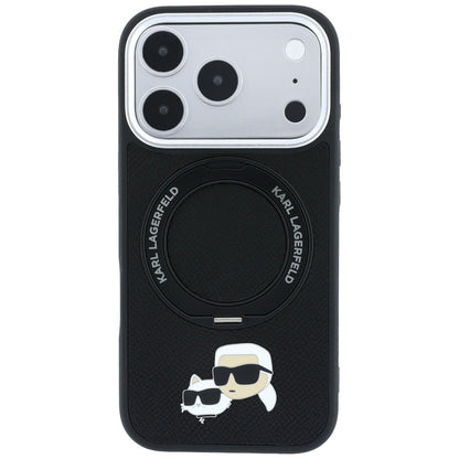 Etui MagSafe do Apple iPhone 18 Pro Max / 17 Pro Max, Karl Lagerfeld, Ring Stand 360 Karl & Choupette Pin, Czarny