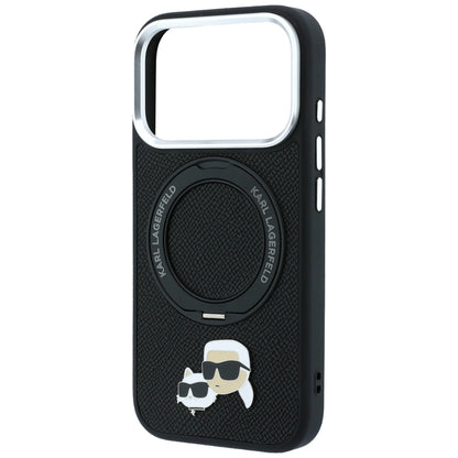 Etui MagSafe do Apple iPhone 18 Pro Max / 17 Pro Max, Karl Lagerfeld, Ring Stand 360 Karl & Choupette Pin, Czarny